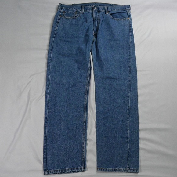 Levis 38 x 32 505 Straight‎ Fit Light Stonewash Denim Jeans - Picture 1 of 12